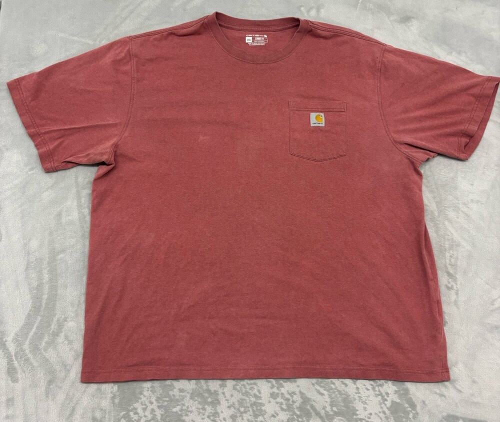 Carhartt T Shirt Mens XL Salmon Short Sleeve Pullover Chest Pocket Logo Casual